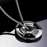 Men's Fitness Jewelry Dumbbell Charm Sport Barbell Pendant Biker Box Chain Necklace Stainless Steel Necklace
