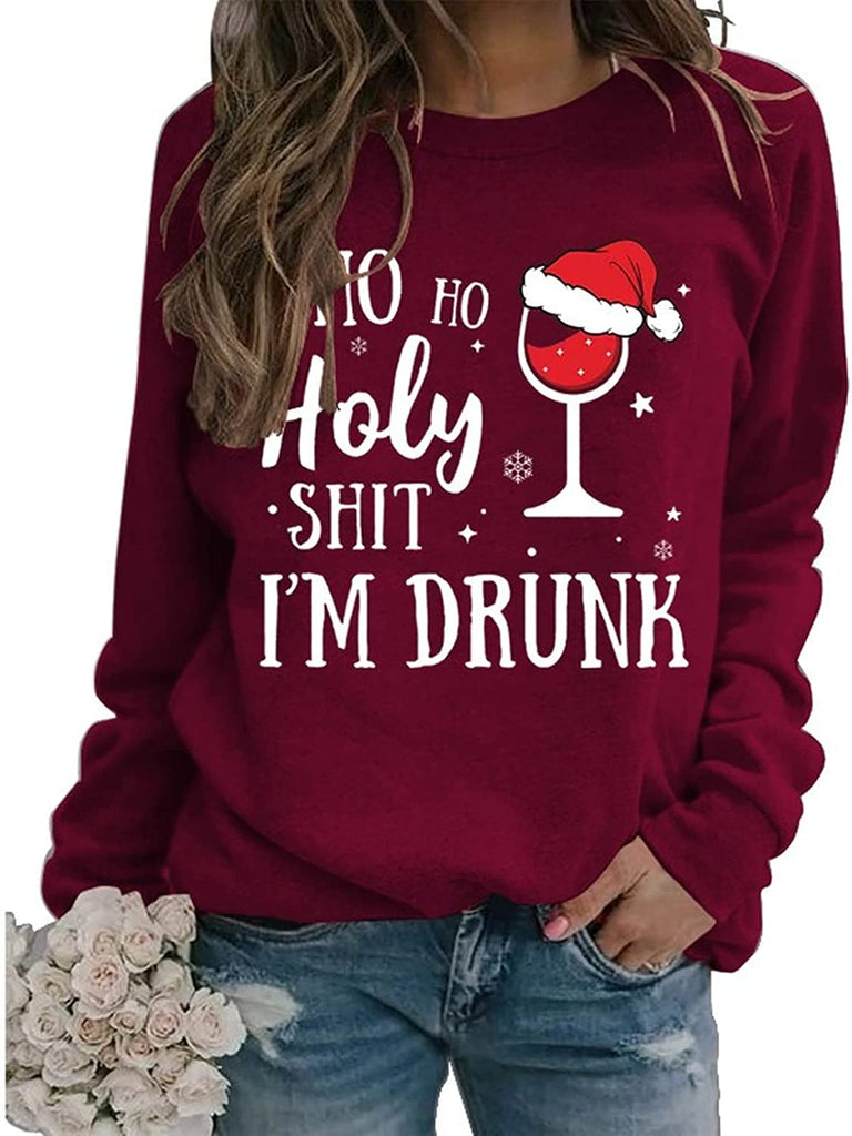 Sweat-shirt de Noël pour femme, Ho Ho Holy Shit, je suis ivre