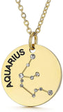 Collier pendentif Constellation plaqué or, horoscope, signe du zodiaque, breloques, pièces de monnaie réglables