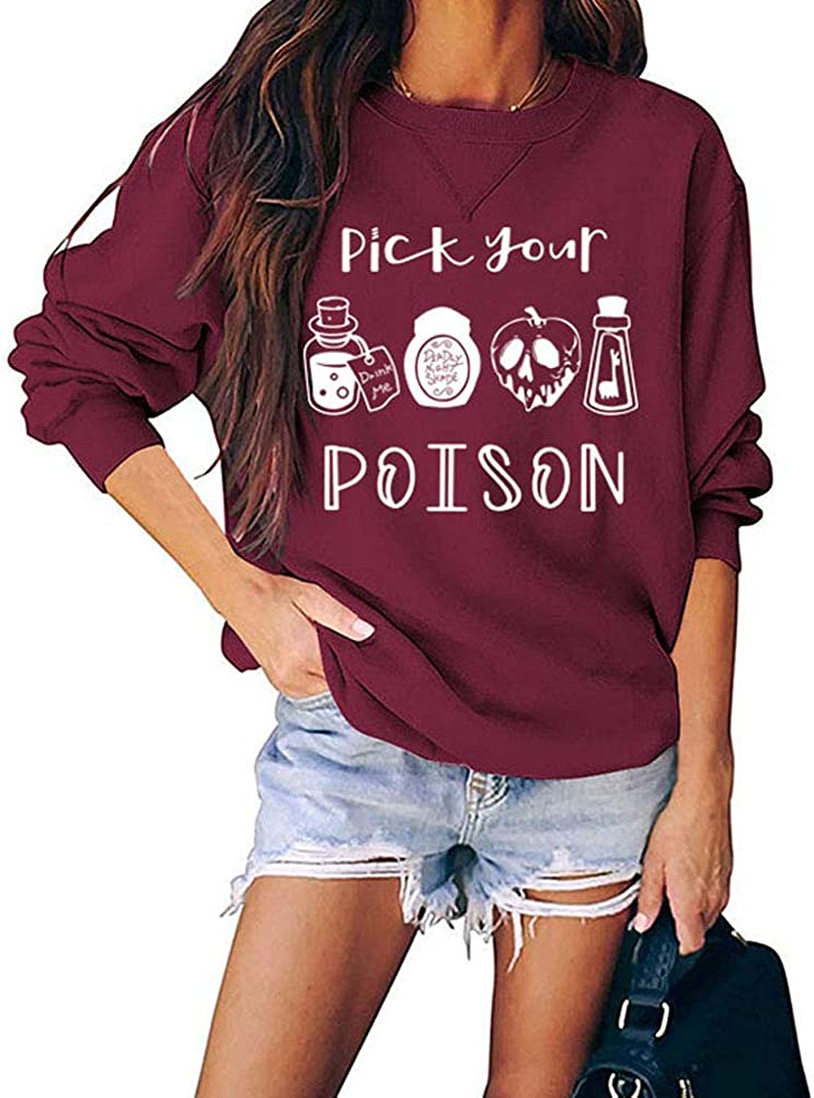 Sweat-shirt à manches longues pour femmes, choisissez votre poison, sweat-shirt d'Halloween
