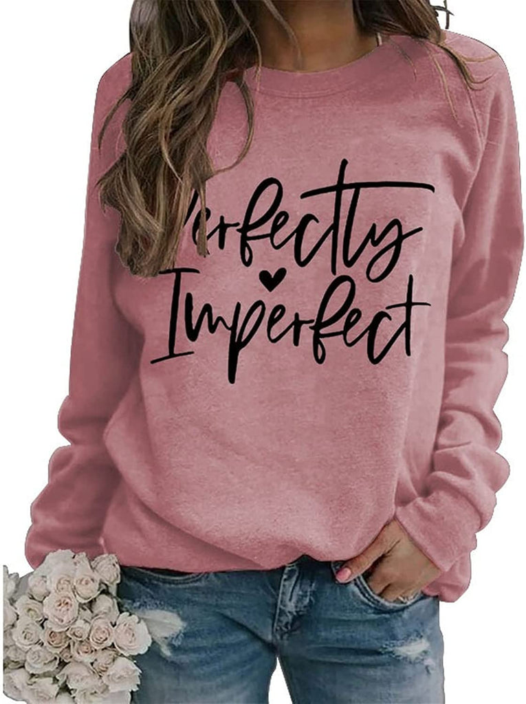 Sweat-shirt à manches longues pour femmes, chemise à manches longues, graphique imparfait, cœur d'amour parfait