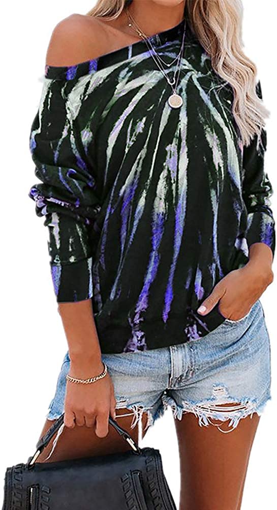 Sweat-shirt multicolore à manches longues et épaules dénudées pour femme