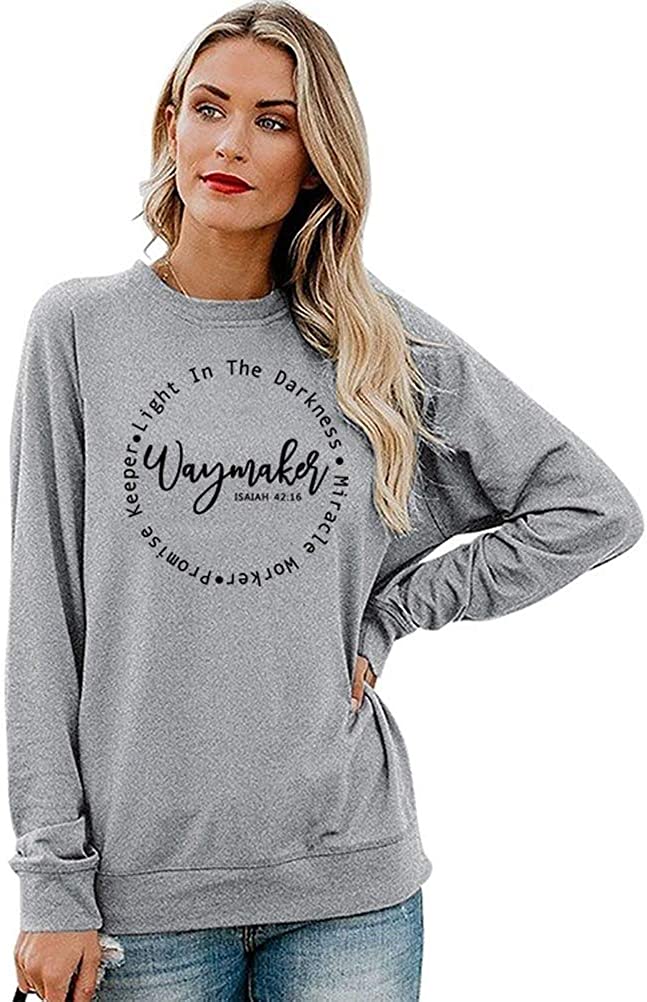 Women's Clothing Waymaker Top Loose Crew Neck Christian Pullover Sweatshirt