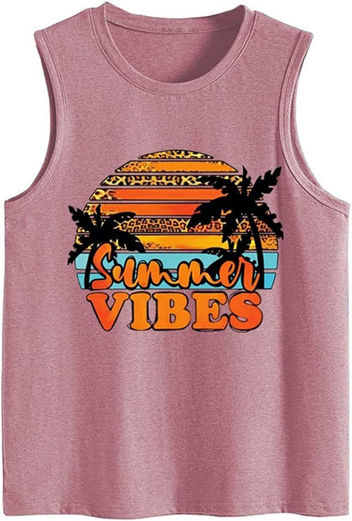 Vibes d'été débardeurs femmes vie Positive vacances citation vacances d'été mignon chemise de plage