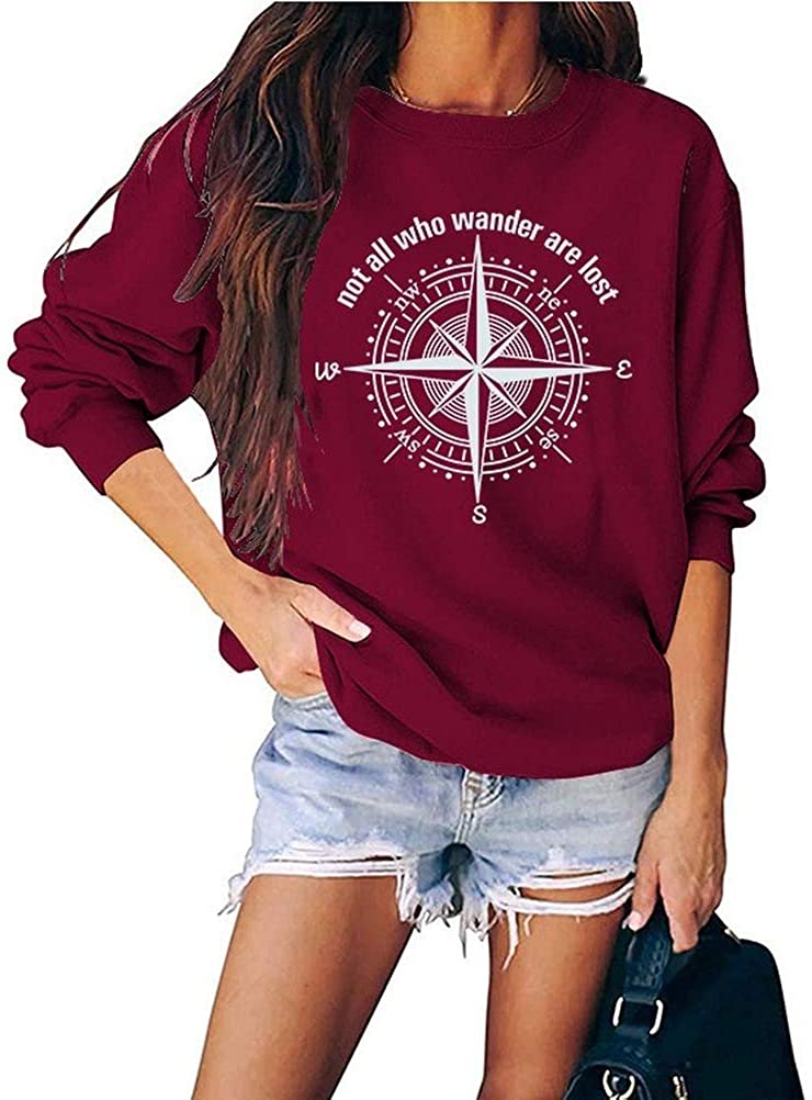 Sweat-shirt décontracté à manches longues pour femme - Not-All-Who-Wander are Lost Letters