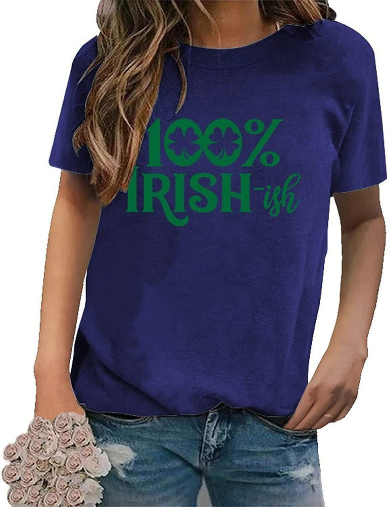 St Patrick Day Tees Women 100% Irish-ish Shamrock T-Shirt