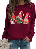 Sweat-shirt à manches longues pour femmes, Gnomes de noël, chemise d'arbre de noël