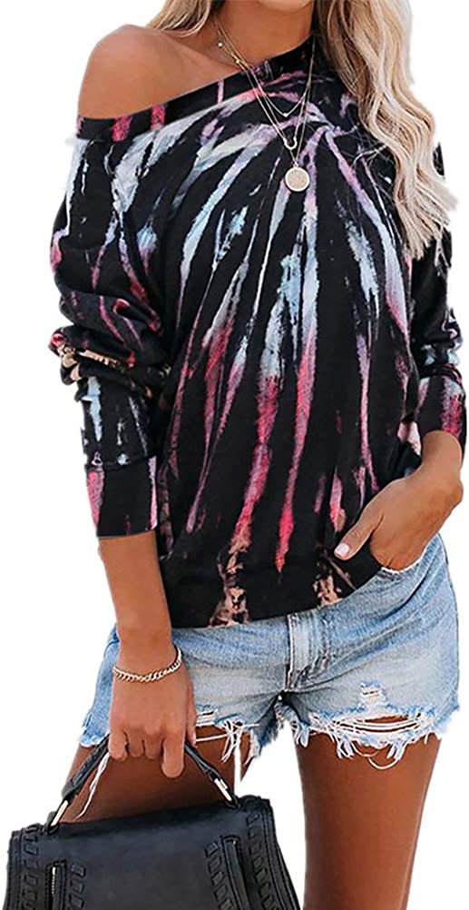 Sweat-shirt multicolore à manches longues et épaules dénudées pour femme