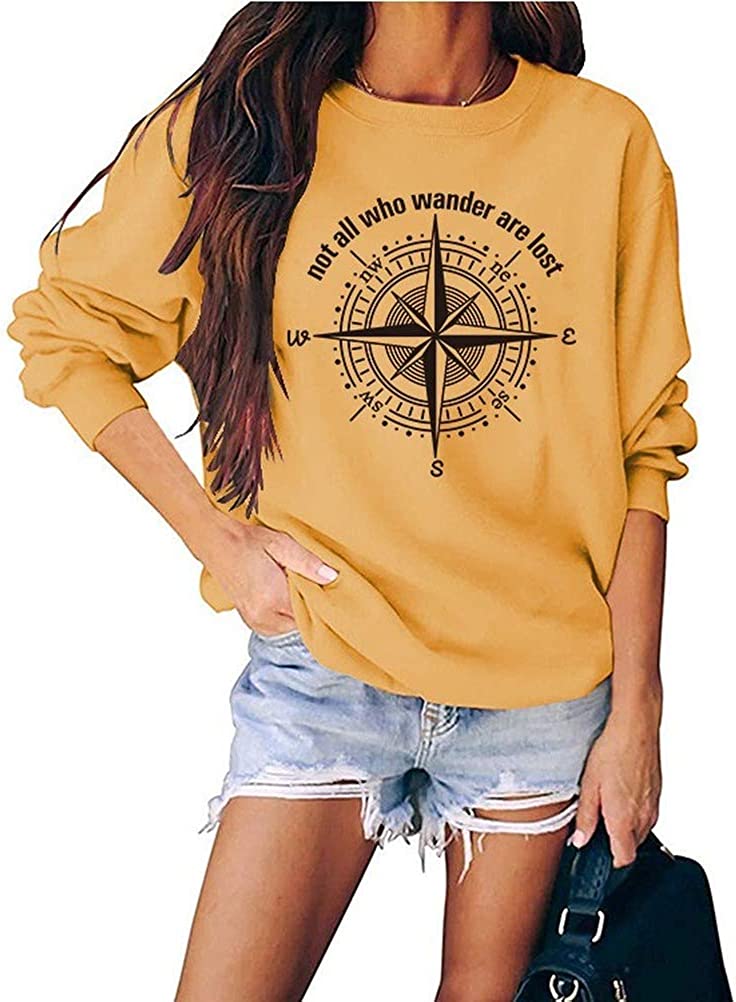 Sweat-shirt décontracté à manches longues pour femme - Not-All-Who-Wander are Lost Letters