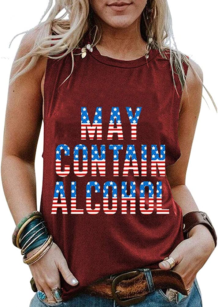 Les femmes peuvent contenir de l'alcool débardeur drapeau américain chemise chemise à boire