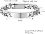 Personnalisez le bracelet de barre de nom d'identité gravé pour hommes en acier inoxydable, chaîne à maillons cubains, bracelets personnalisés avec fermoir à boucle magnétique