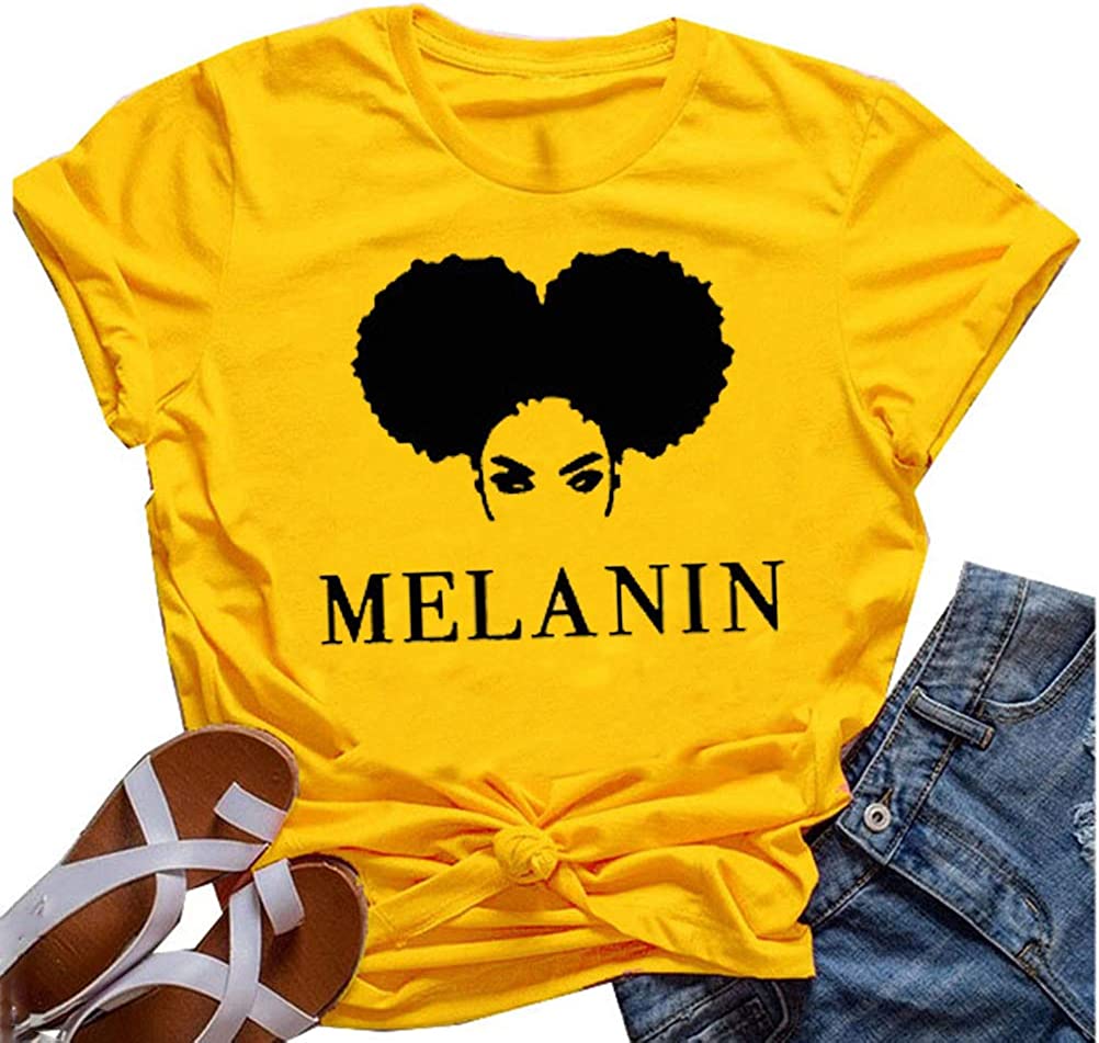 Women Melanin Graphic T-Shirt Afro Woman T-Shirt