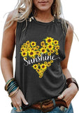 Femmes Sunshine Tournesol Coeur Débardeur Chemise Graphique pour Femme