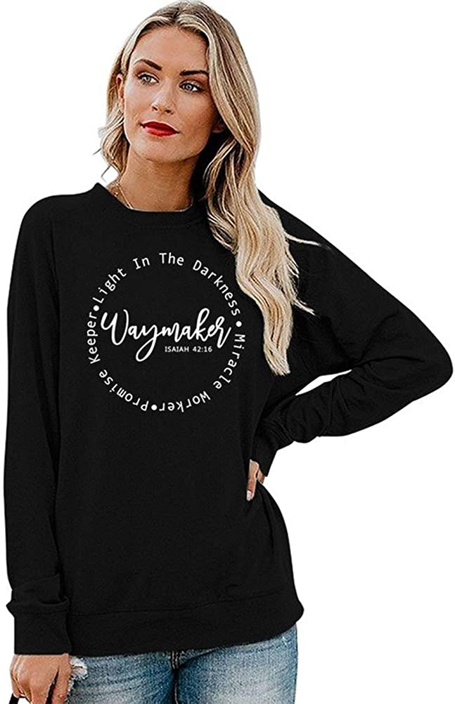 Women's Clothing Waymaker Top Loose Crew Neck Christian Pullover Sweatshirt