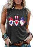 Femmes drapeau américain Gnomes amour coeur débardeur patriotique Gnomes chemise