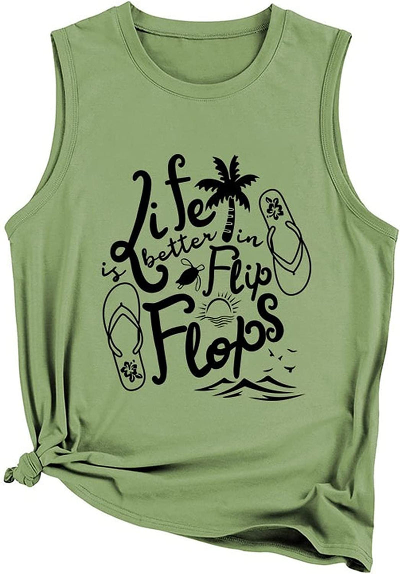 Damen Sommer Tank Tops Life is Better in Flip Flops Ärmelloses Shirt