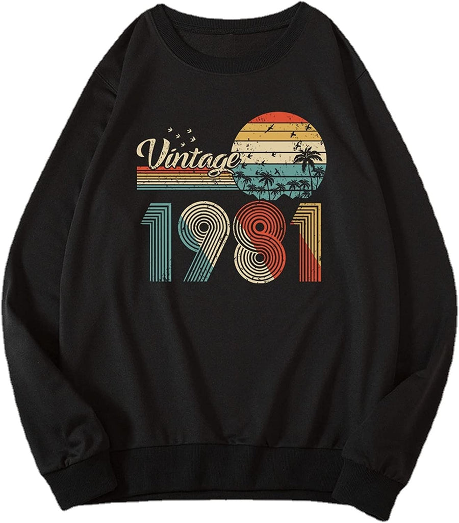 Sweatshirt mit Vintage-Motiv „1981“ für Damen, 40 Jahre alt, Geburtstagsgeschenk, Langarmshirt
