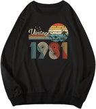 Sweatshirt mit Vintage-Motiv „1981“ für Damen, 40 Jahre alt, Geburtstagsgeschenk, Langarmshirt