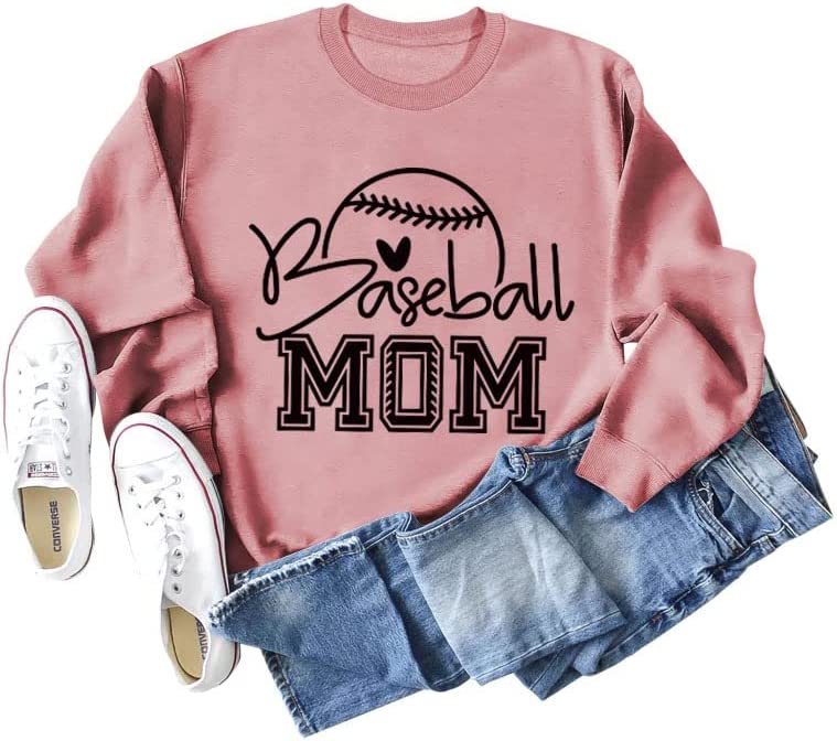 Women Baseball Mom Sweatshirt Sports Mom Gift Long Sleeve Shirt