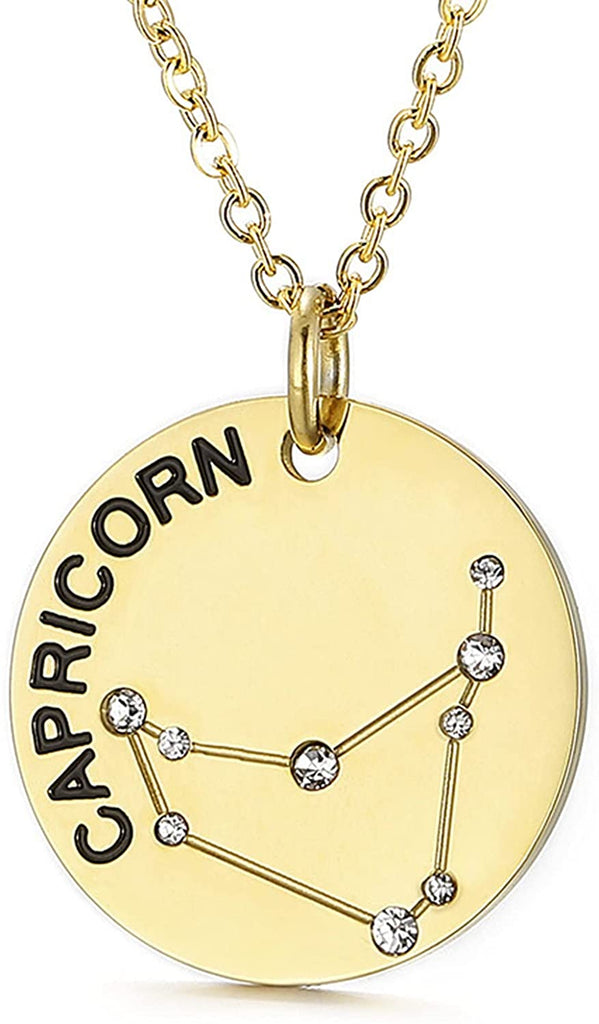 Collier pendentif Constellation plaqué or, horoscope, signe du zodiaque, breloques, pièces de monnaie réglables