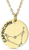 Collier pendentif Constellation plaqué or, horoscope, signe du zodiaque, breloques, pièces de monnaie réglables