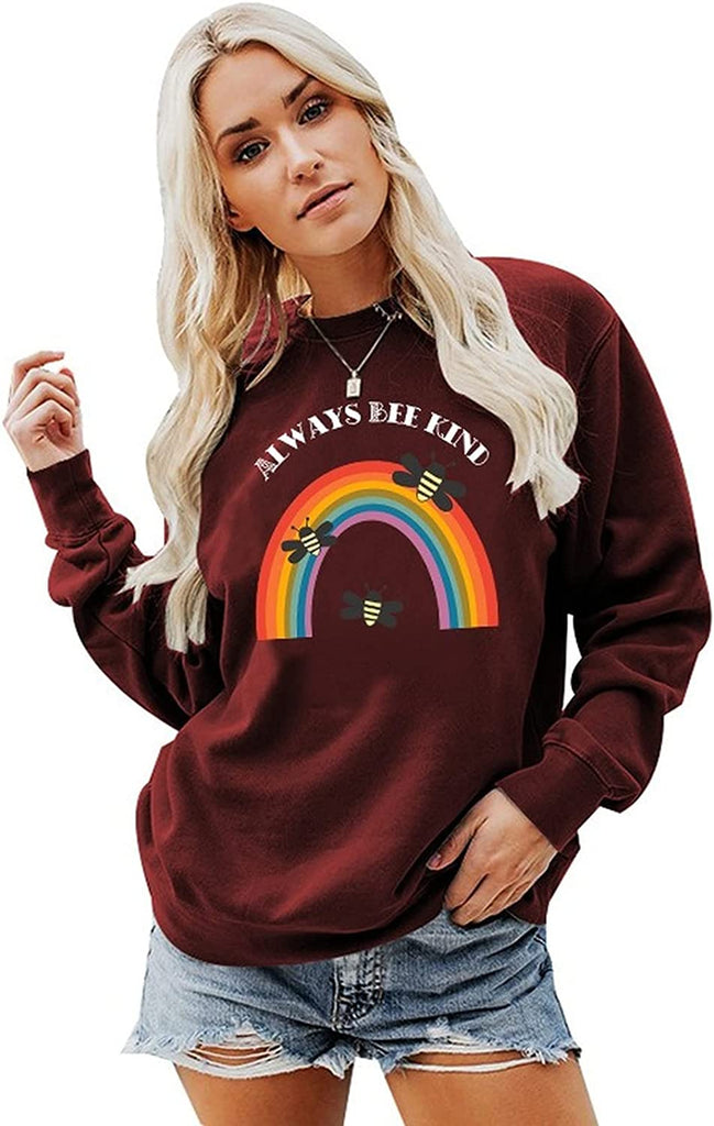 Bee Kind Sweatshirt Women Rainbow Gift Be Kind Shirt