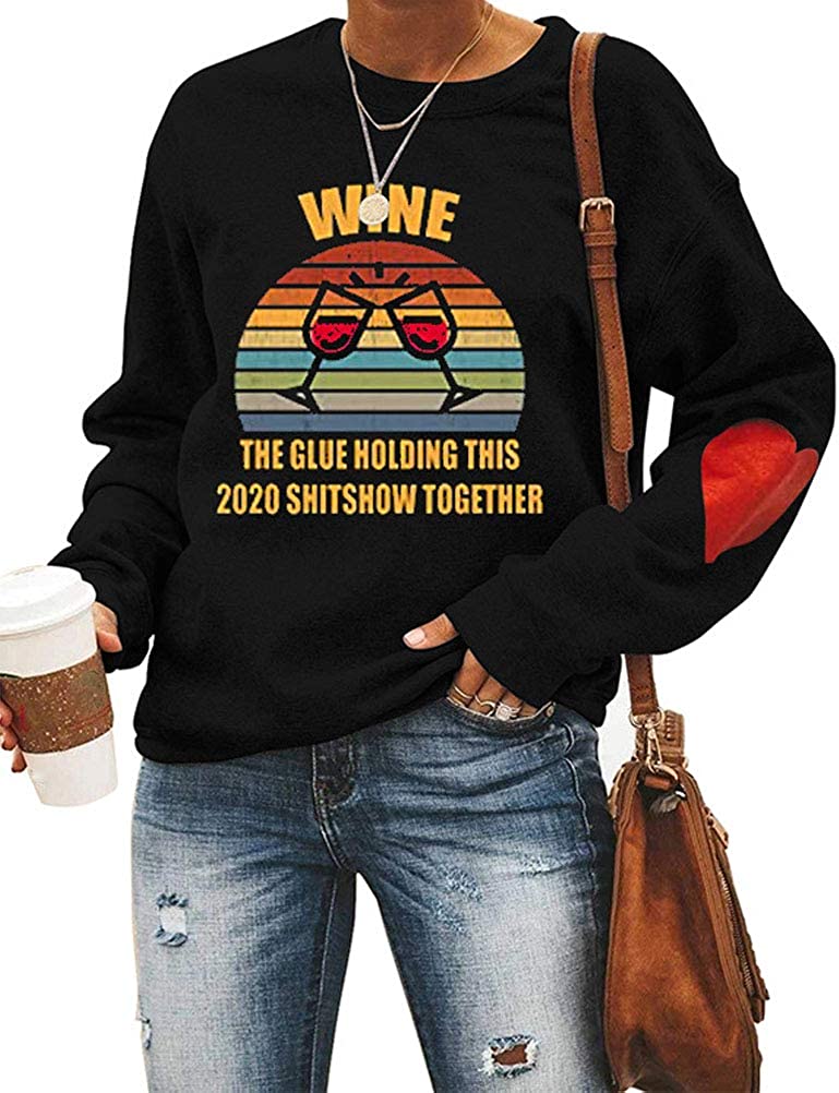 Sweat-shirt vin à manches longues pour femmes, la colle tenant cette chemise ensemble Shitshow 2020