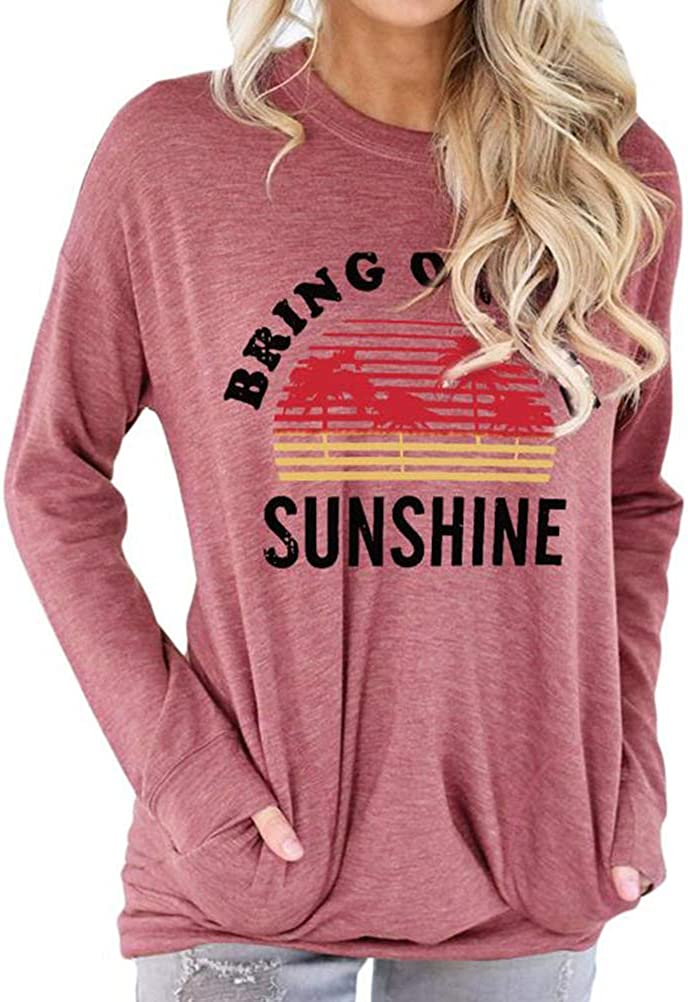 Women Bring On The Sunshine Long Sleeve Blouse with Pockets