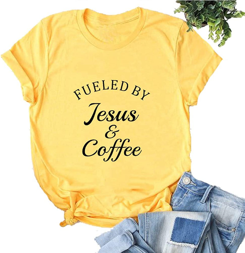 Women Fueled by Jesus and Coffee T-Shirt Christian Shirt