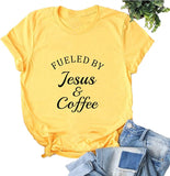 Women Fueled by Jesus and Coffee T-Shirt Christian Shirt