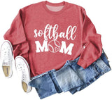 Women Softball Mom Sweatshirt Long Sleeve Shirt