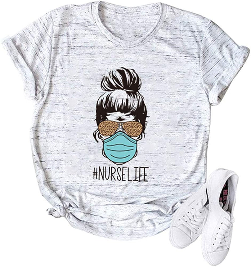 Women Nurse Life T-Shirt Leopard Shirt