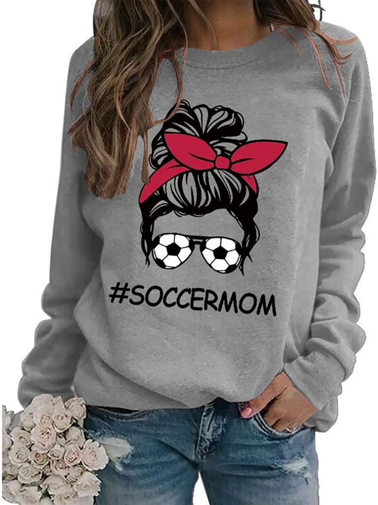 Sweat-shirt graphique de football pour femmes, chemise de Soccermom