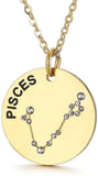 Collier pendentif Constellation plaqué or, horoscope, signe du zodiaque, breloques, pièces de monnaie réglables