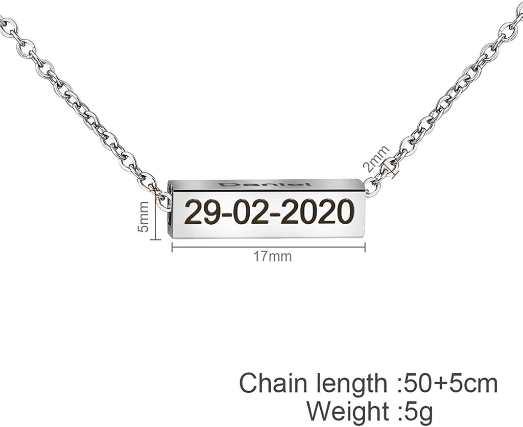 Colliers de barre de nom personnalisés pour filles, collier en tube carré en acier inoxydable, pendentif 4 côtés, lettres personnalisées pour femmes, petite amie, maman