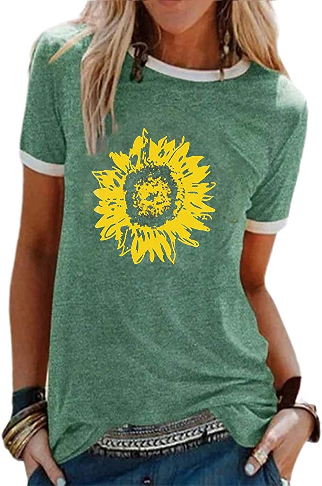 Women Sunflower Graphic T-Shirt Summer Shirt