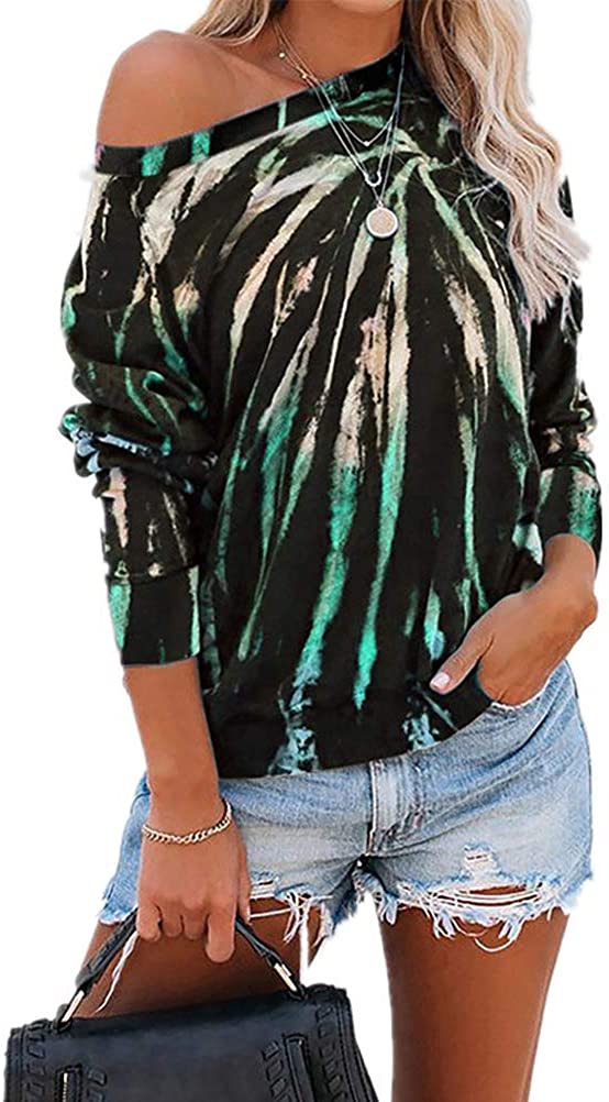 Sweat-shirt multicolore à manches longues et épaules dénudées pour femme