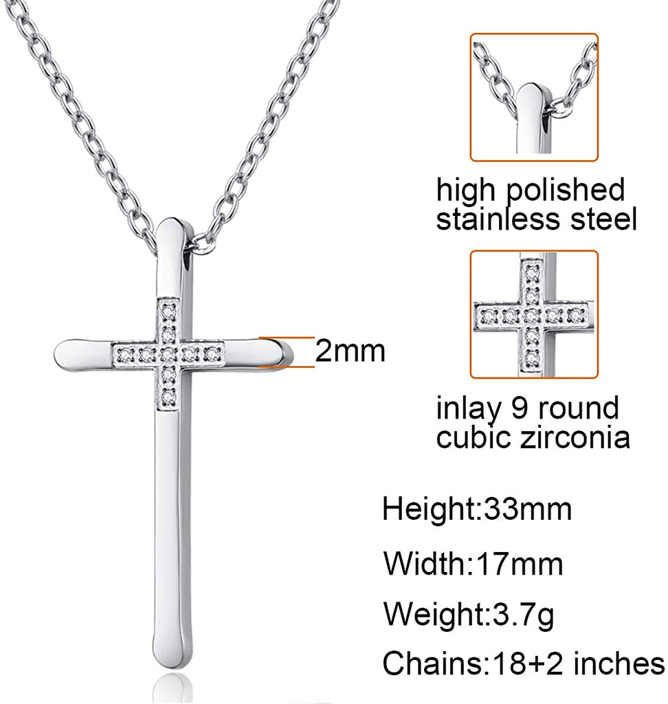 Womens Cross Necklace 18K Rose Gold Silver Filled, Long Large Skinny Cross Necklaces Simple, Ideas for Her Mom Daughter Sister Wife