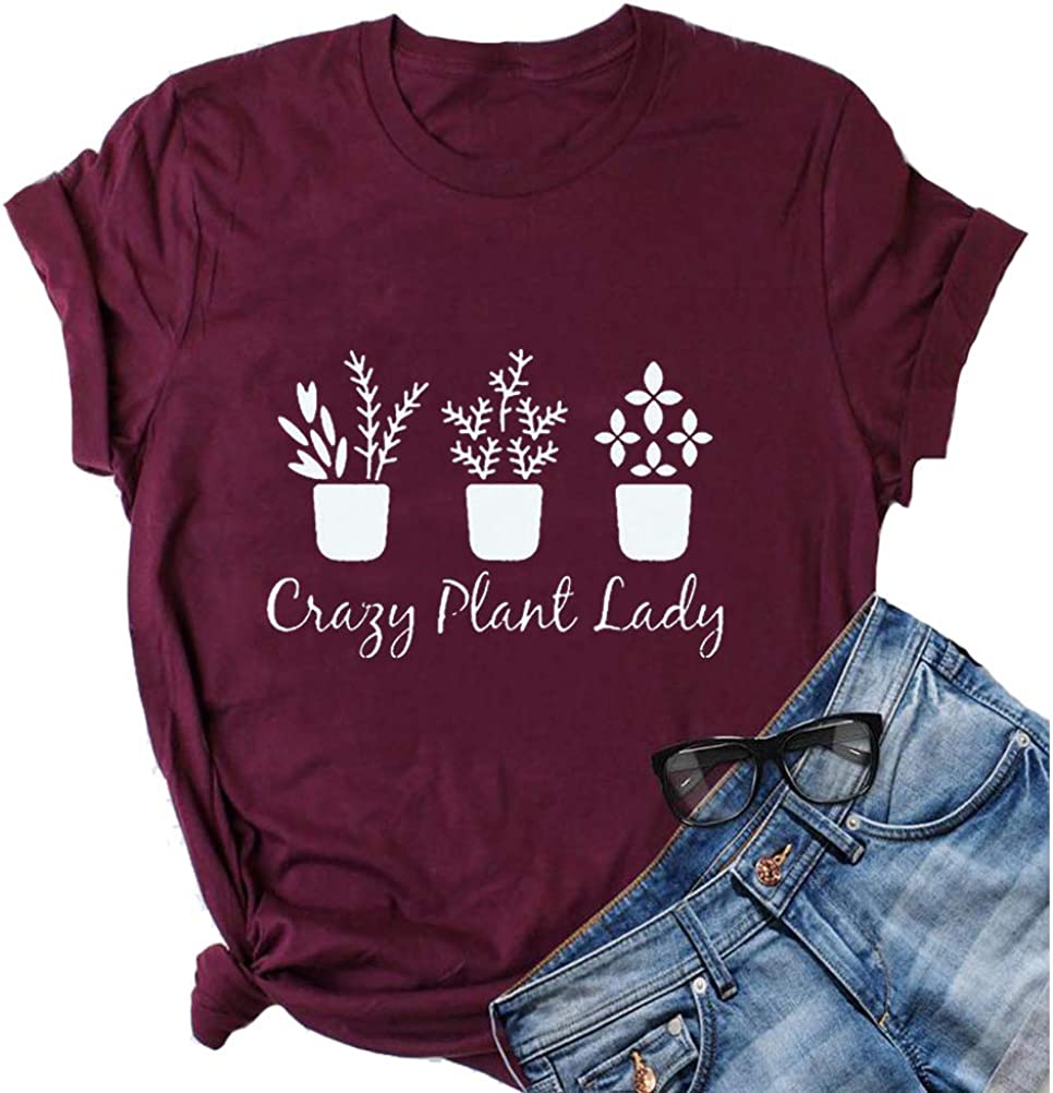 Women Crazy Plant Lady Graphic T-Shirt
