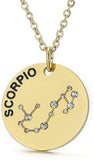Collier pendentif Constellation plaqué or, horoscope, signe du zodiaque, breloques, pièces de monnaie réglables