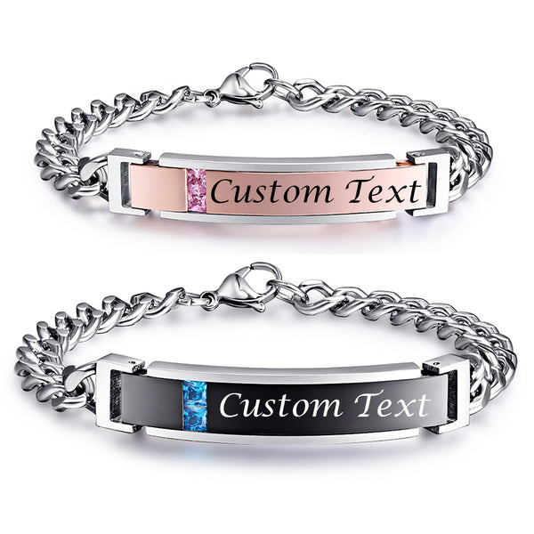 Natural Stone Bracelet with Custom Engraving –