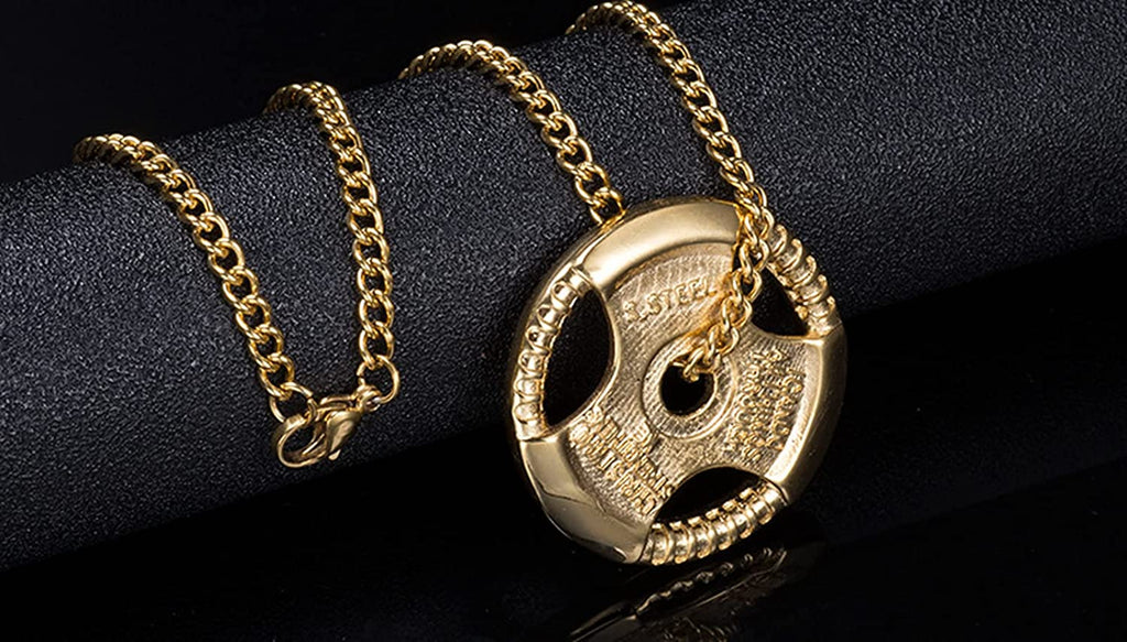 Men's Fitness Jewelry Dumbbell Charm Sport Barbell Pendant Biker Box Chain Necklace Stainless Steel Necklace
