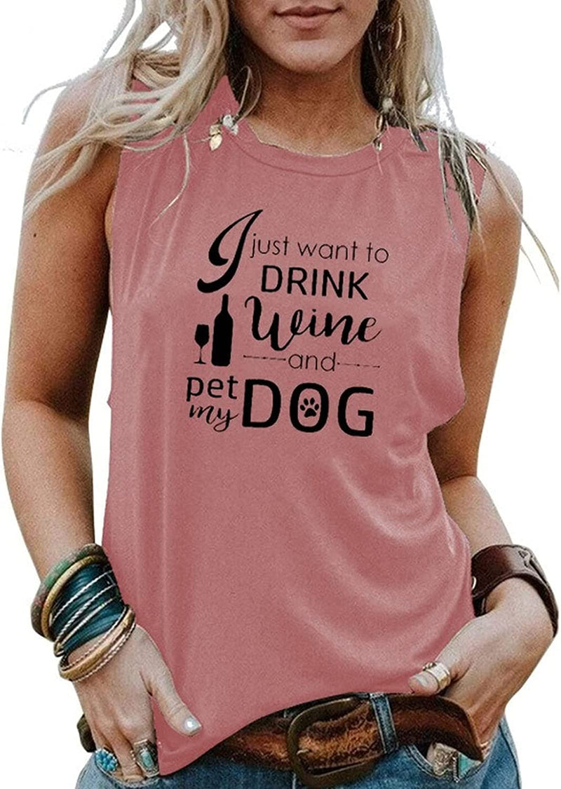 Tank Tops für trinkende Hundemama, ich möchte nur Wein trinken und mit meinem Hund streicheln, Shirt