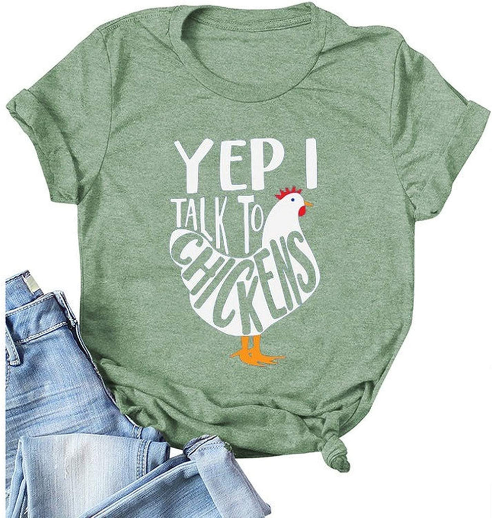 Women Yep I Talk to Chickens T-Shirt Cute Chicken Buffs Tee Gift