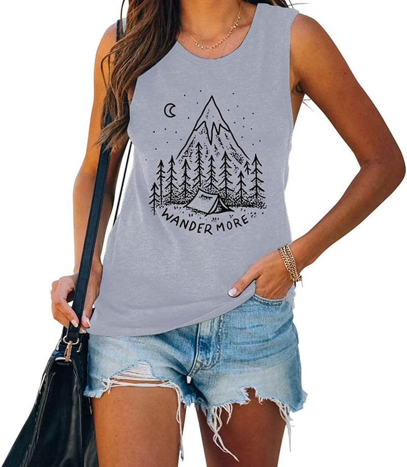 Damen Tank Top mit Aufdruck „Wander More“
