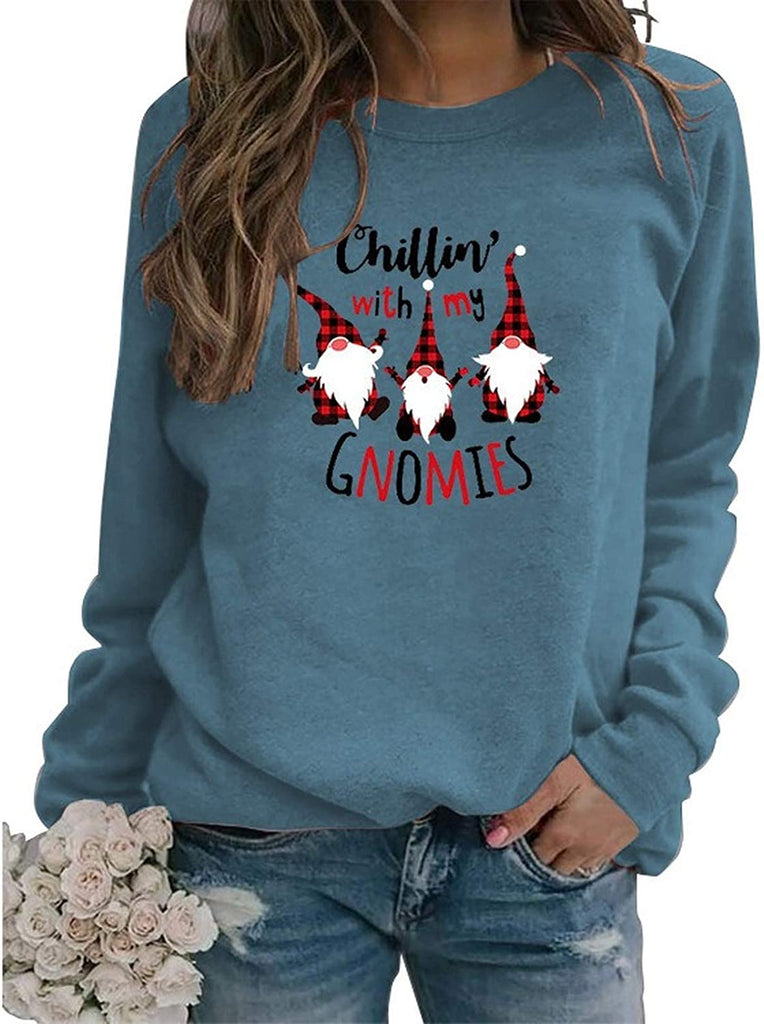 Women Long Sleeve Chillin with My Gnomies Christmas Sweater Christmas Shirt