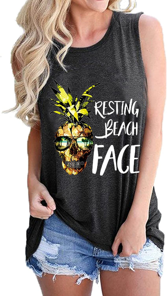 Femmes repos plage visage chemise femmes ananas débardeurs
