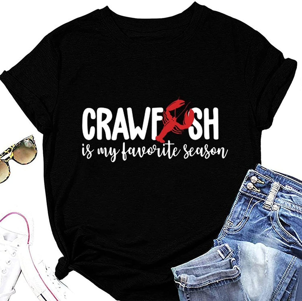 Women Crawfish is My Favorite Season T-Shirt Love Crawfish Graphic Tees
