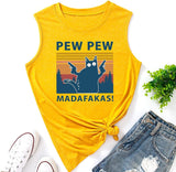 Femmes Pew Pew Madafakas Tank Funny Pew Pew Cat Shirt