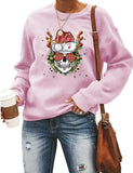 Sweat-shirt de Noël à manches longues pour femme, motif tête de mort, maman, père noël, graphique